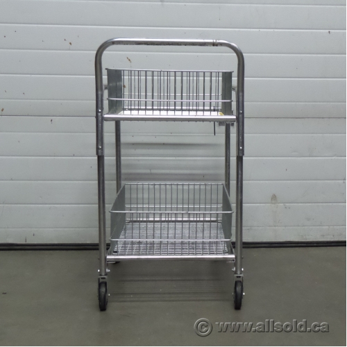 Metal 2Tier Double Basket Rolling Wire Mail Cart, 30 x 20 Allsold.ca Buy & Sell Used Office